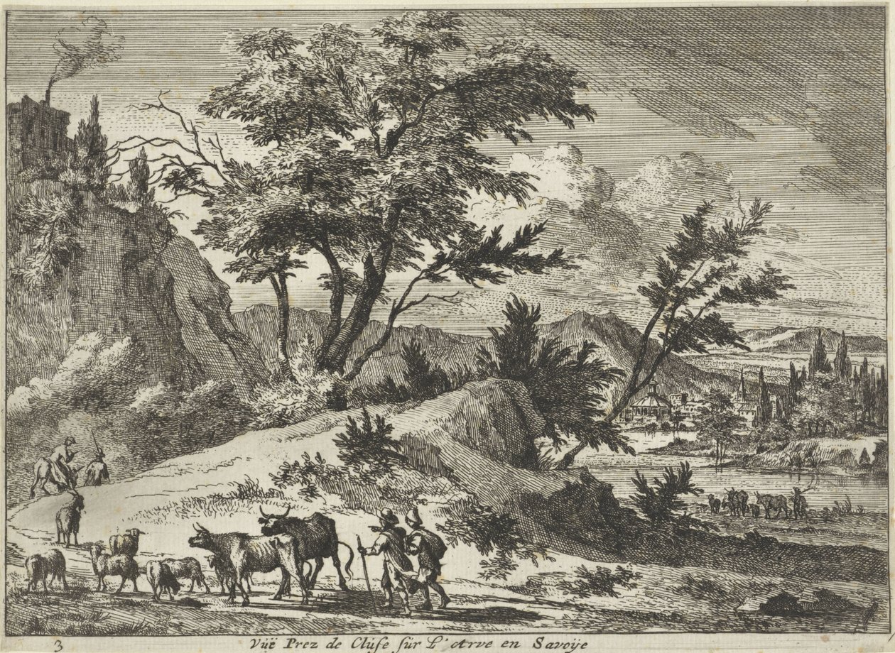 Pohled na silnici poblíž Cluses na Arve, Savoie Vue Prez de Cluse sur L´Arve en Savoije (název na objektu) Faces in Savoie (název série) od Jan Vincentsz. van der Vinne