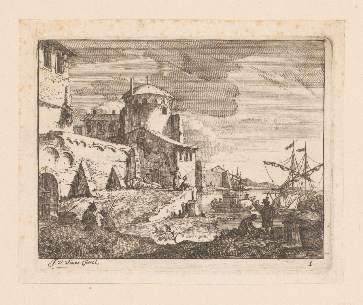 italský přístav od Jan Vincentsz. van der Vinne