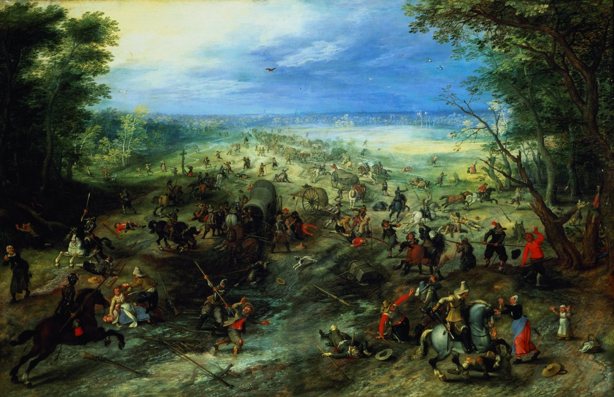 Přepadení karavany vozů od Jan & Vrancx S. (1573-1647) Brueghel
