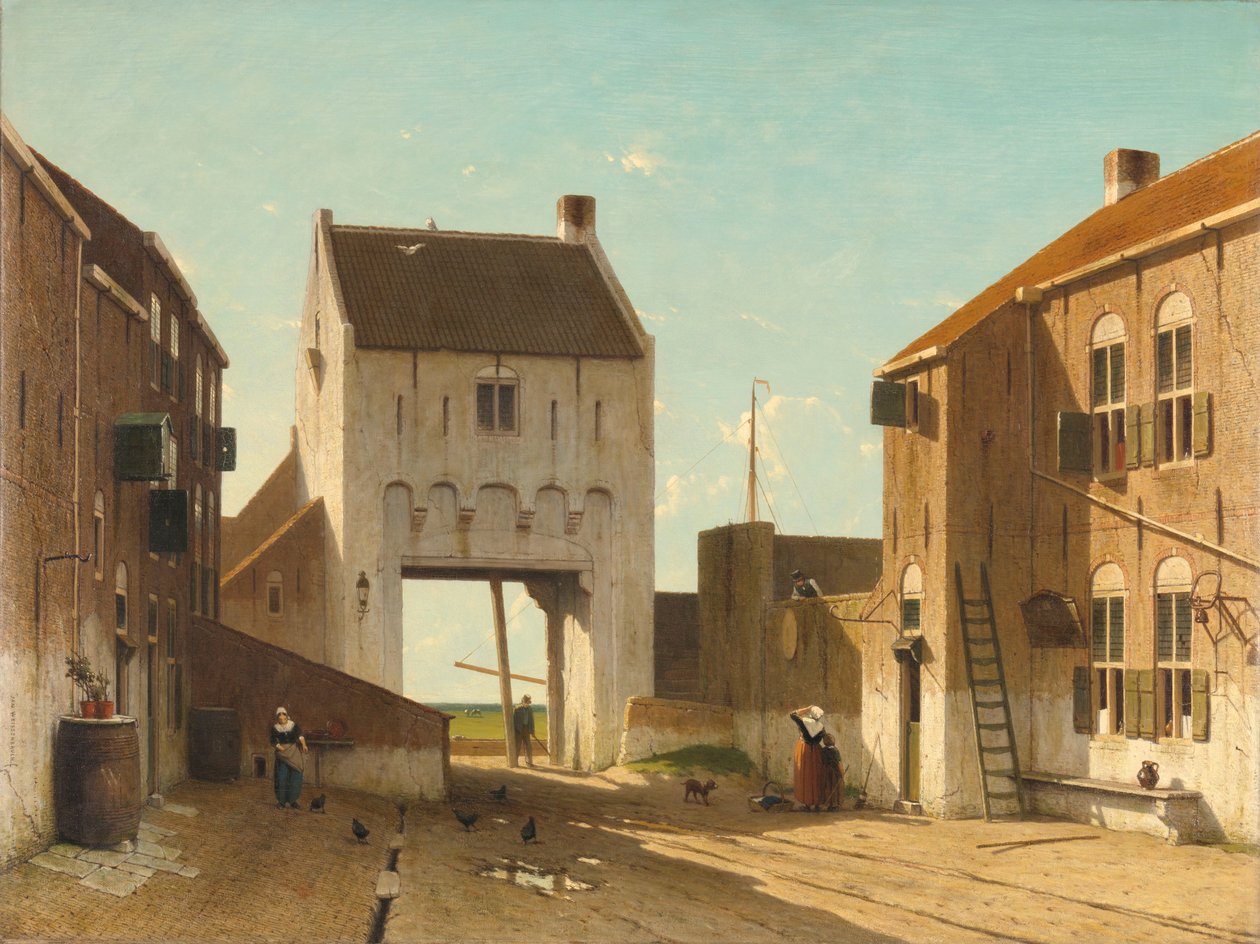 Městská brána v Leerdamu, cca 1868-70 (olej na plátně) od Jan Weissenbruch