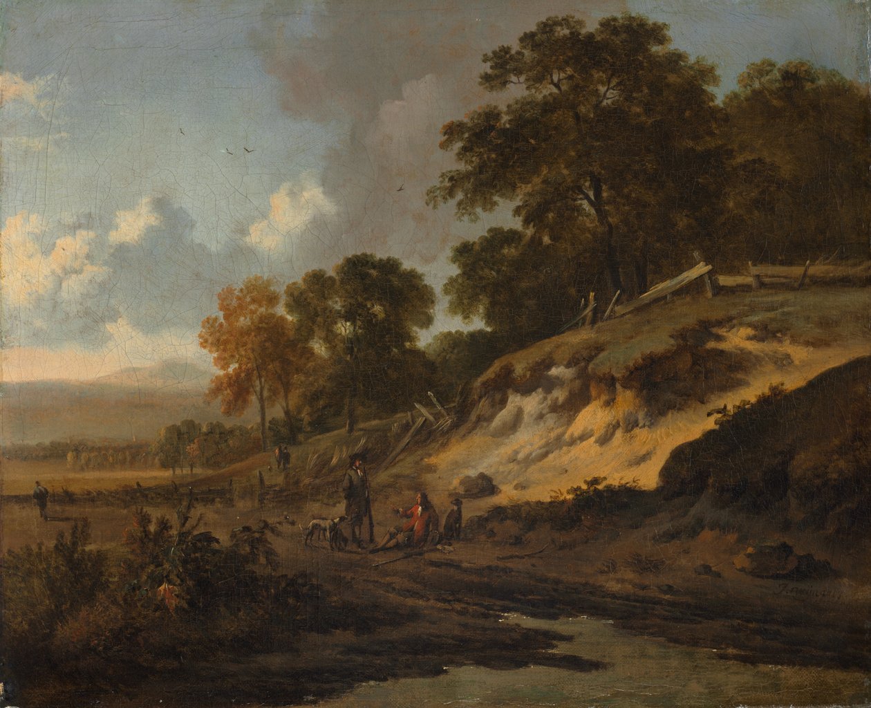 Krajina s lovci, asi 1660-80 (olej na plátně) od Jan Wijnants