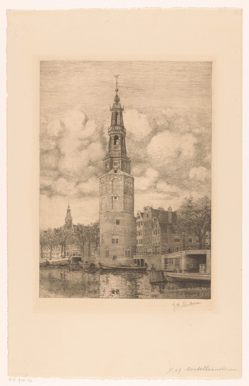 Montelbaanstoren (název na objektu) od Jan Willem Lindeman (signed by artist)