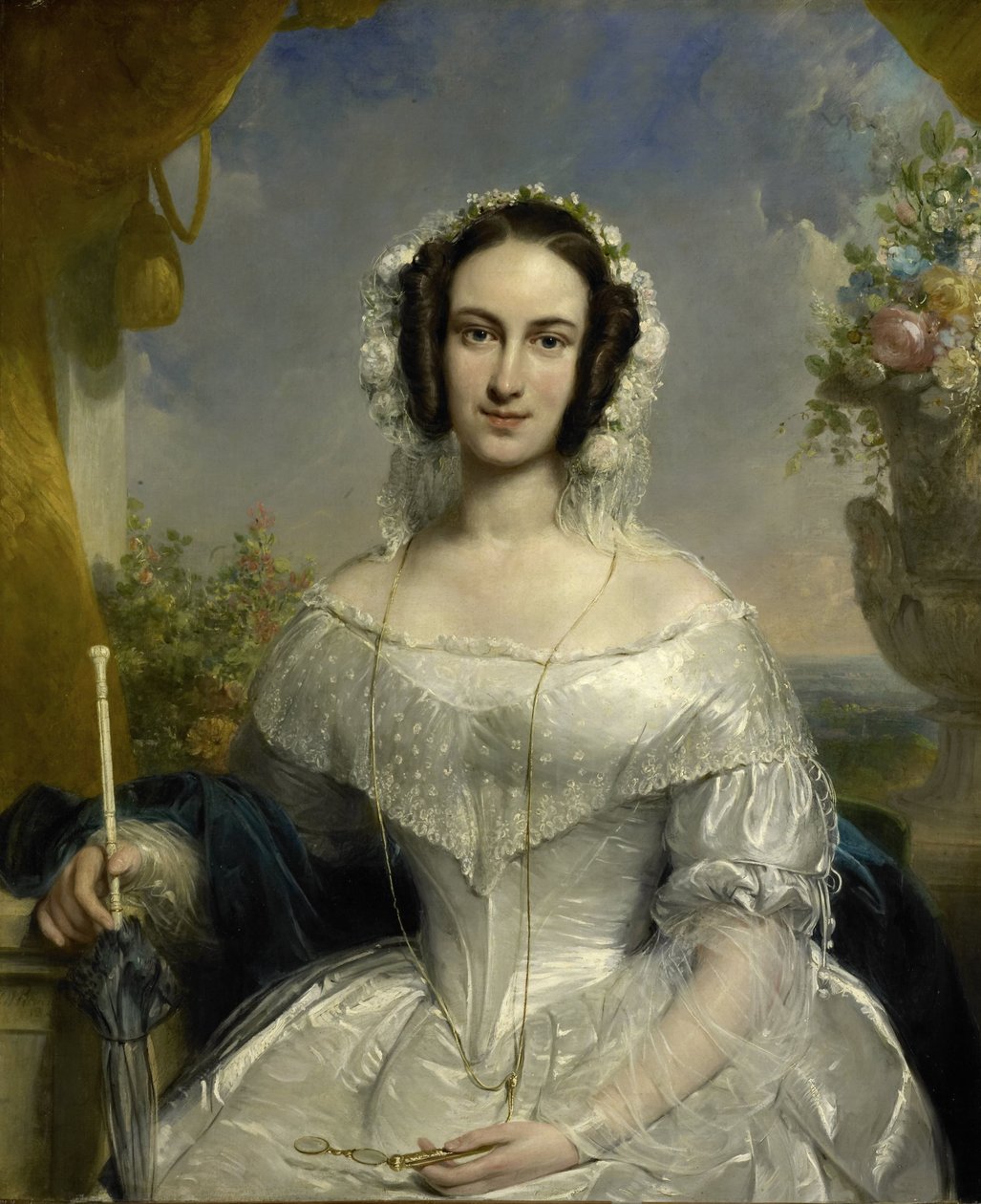Agatha Petronella Hartsen (1814-78). Na svatební toaletě u příležitosti jejího sňatku s Janem van der Hoopem 17. března 1841 od Jan Willem Pieneman