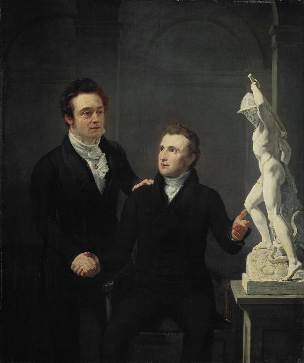 Louis Royer, sochař, a Albertus Bernardus Roothaan, burzovní makléř, přítel umění a patron věd od Jan Willem Pieneman