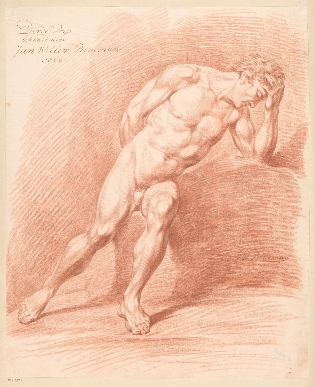 Sedící mužský akt, pohled zepředu (3. cena 1800) od Jan Willem Pieneman
