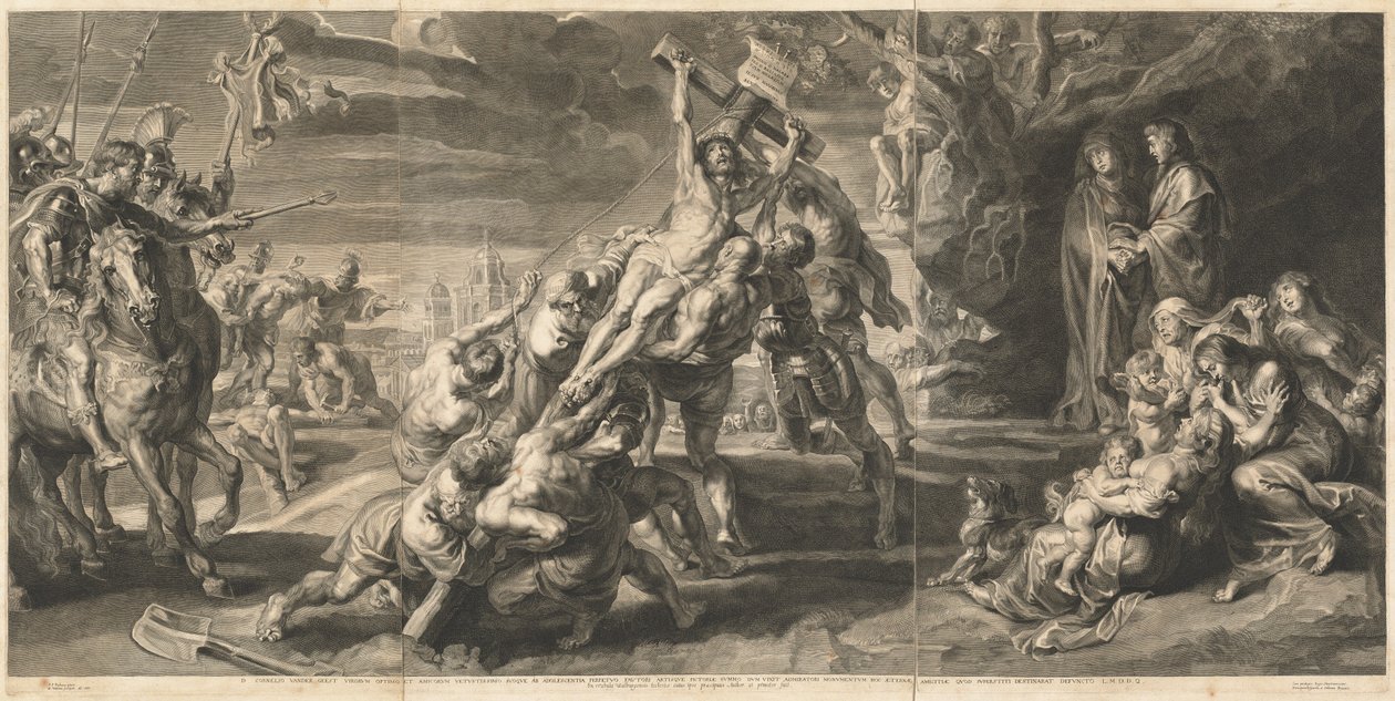 Povýšení kříže od Jan Witdoeck after Sir Peter Paul Rubens