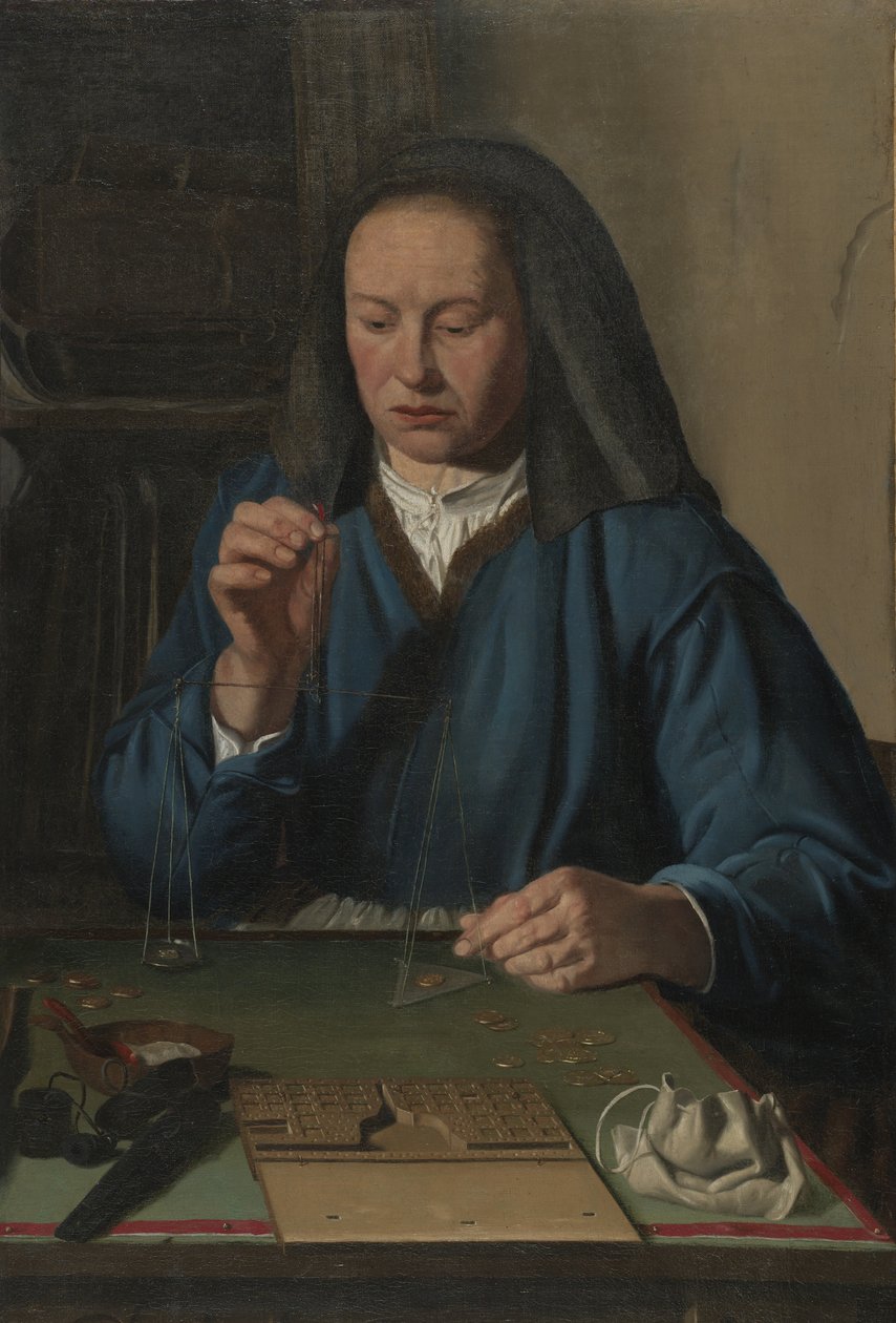 Žena vážící zlato, kolem 1630 od Jan Woutersz.