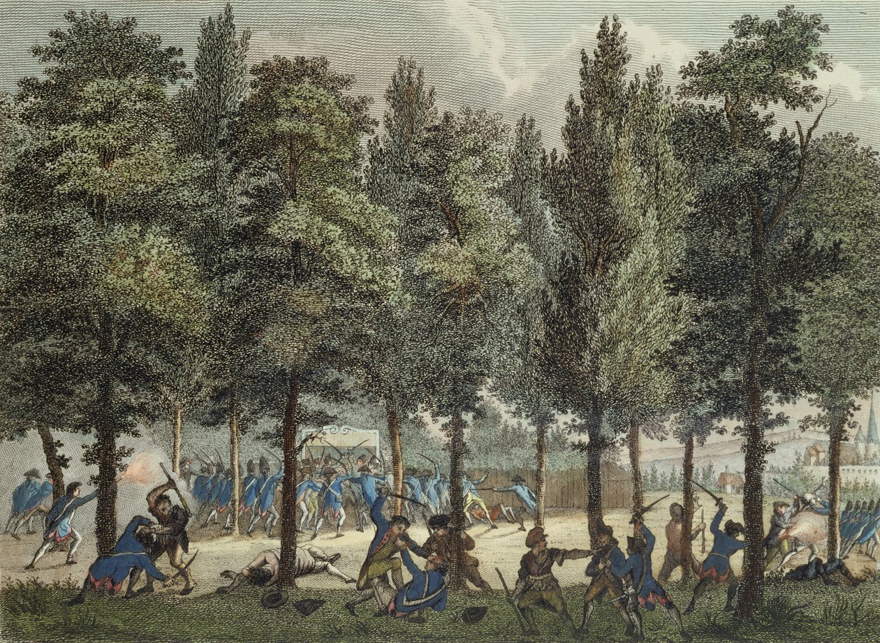 Marseillais na Champs-Elysees, 30. června 1792, vyrytý Reinier Vinkeles (1741-1816) a Daniel Friday (1765-1822) od Jan after Bulthuis