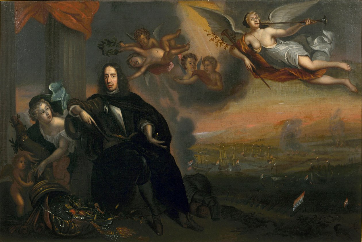 Alegorie Cornelis de Witt (1623-1672) jako podněcovatel vítězství v Chathamu v roce 1667 od Jan de Baen