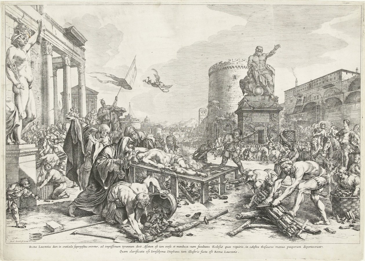 Martelaarschap van heilige Lawrence Blahoslavený Lawrence, zatímco (...) je Rome Lawrence (titul na předmětu) od Jan de Bisschop
