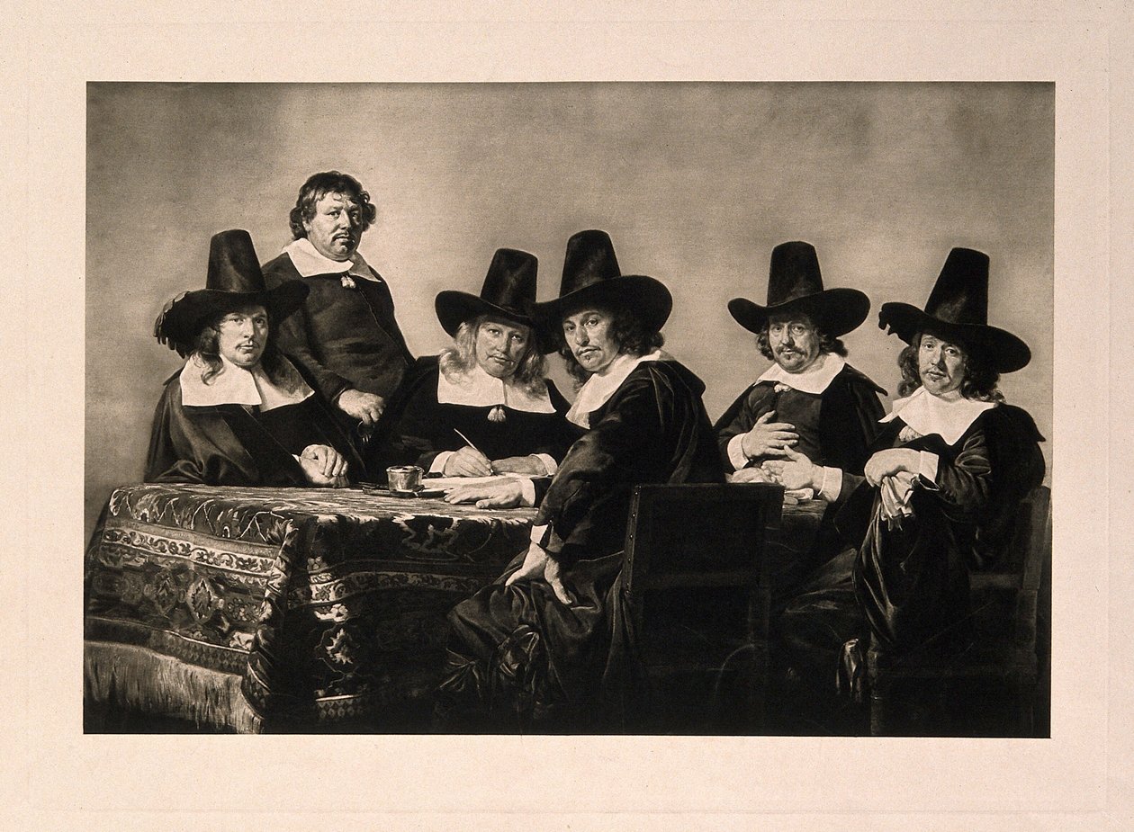 Správci nemocnice pro chudé děti v Haarlemu. Fotogravura podle J. de Braye, 1663. od Jan de Bray