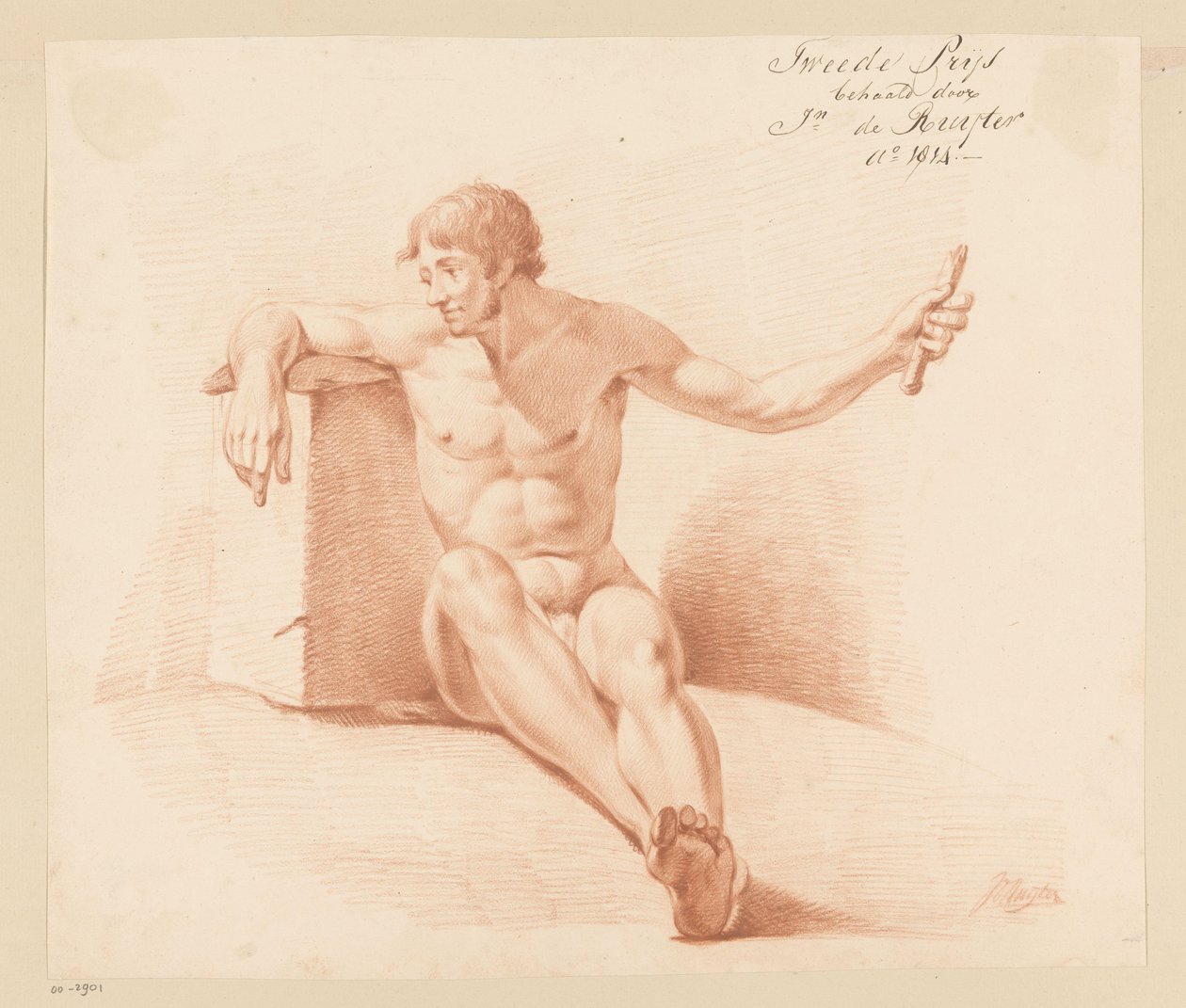 Sedící mužský akt, při pohledu zepředu (2. cena 1814) od Jan de Ruyter