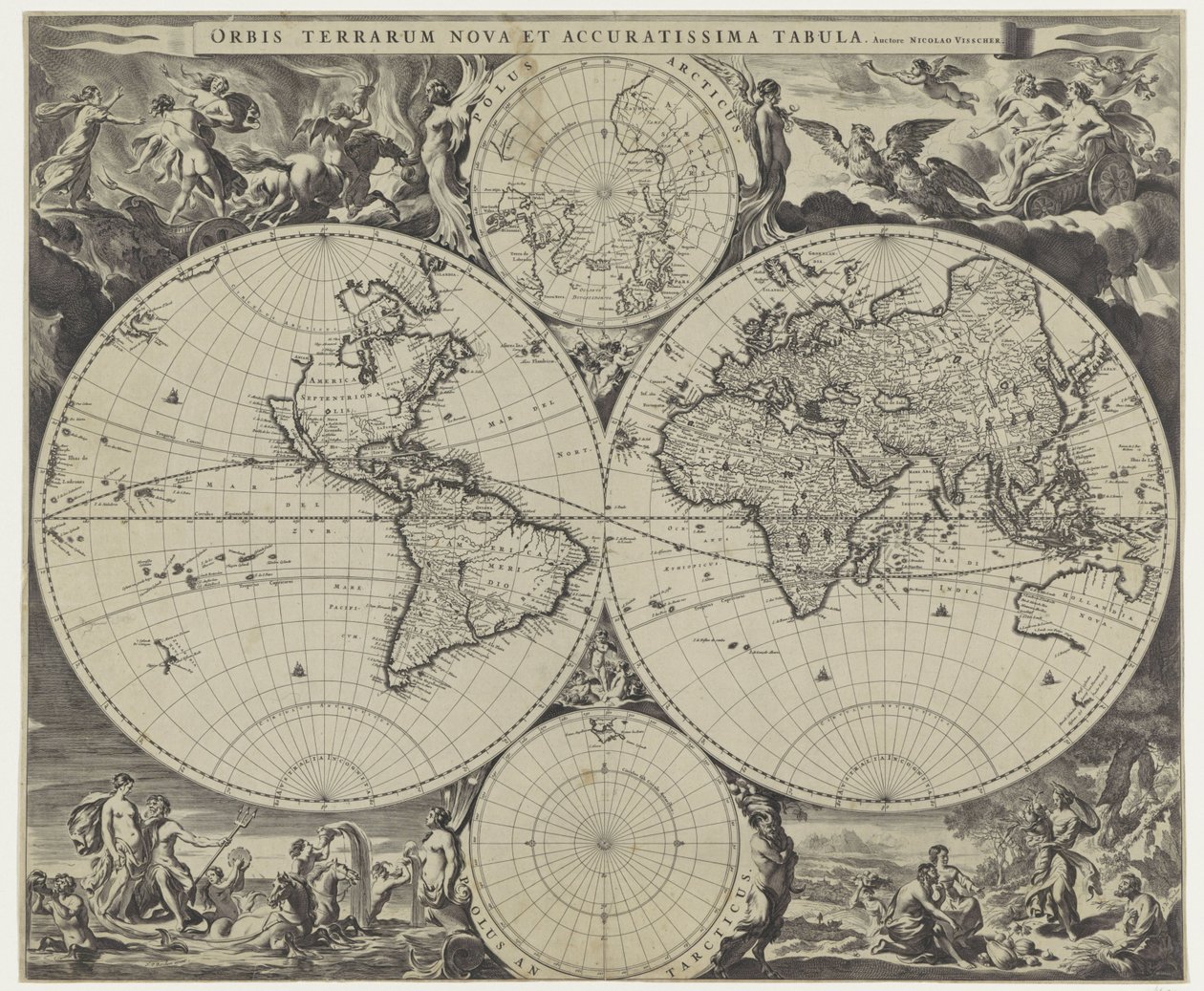 Wereldkaart Nová a přesná mapa světa (název na objektu) od Jan de Visscher