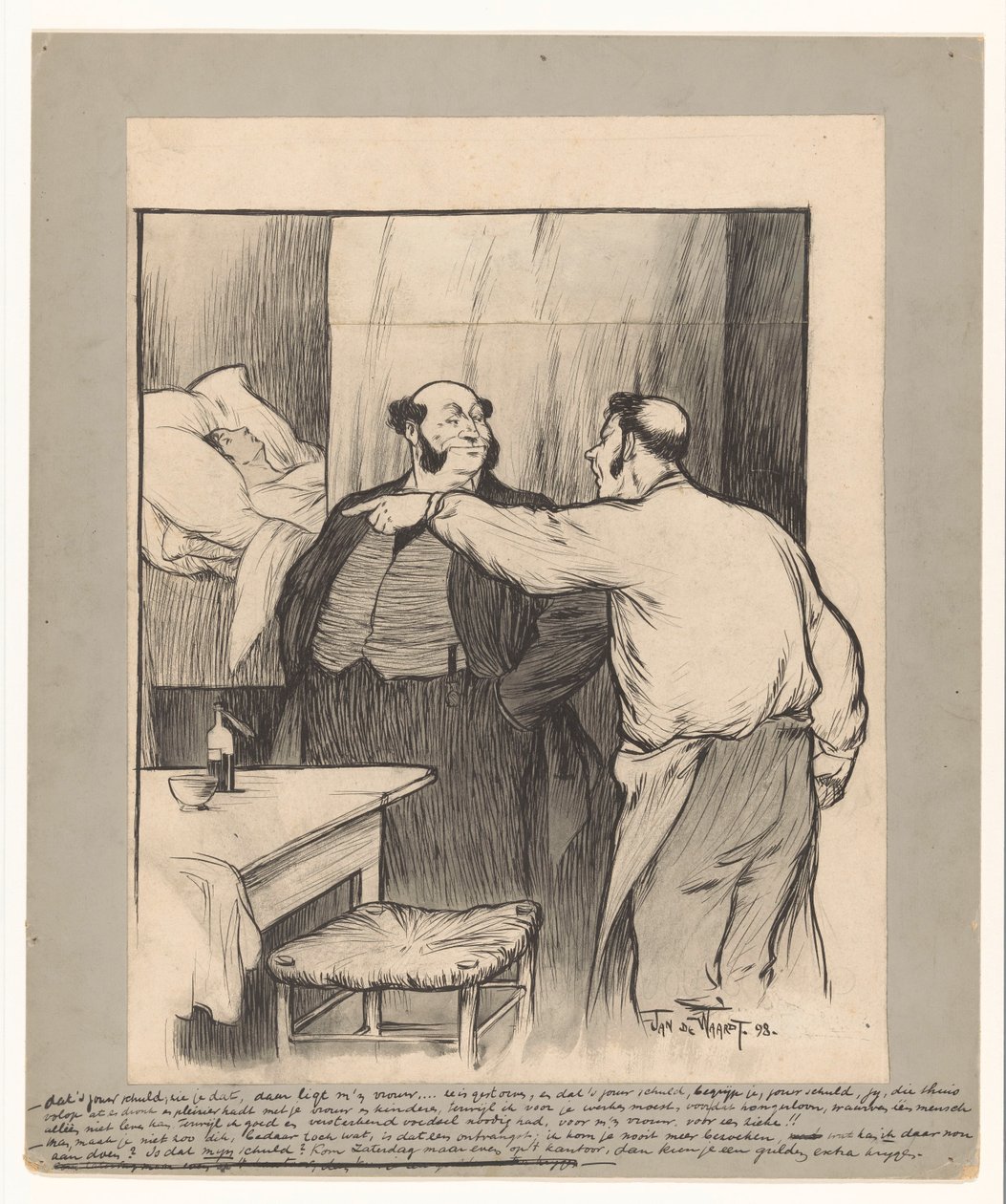 Majitel továrny se zesnulou manželkou dělníka od Jan de Waardt (signed by artist)