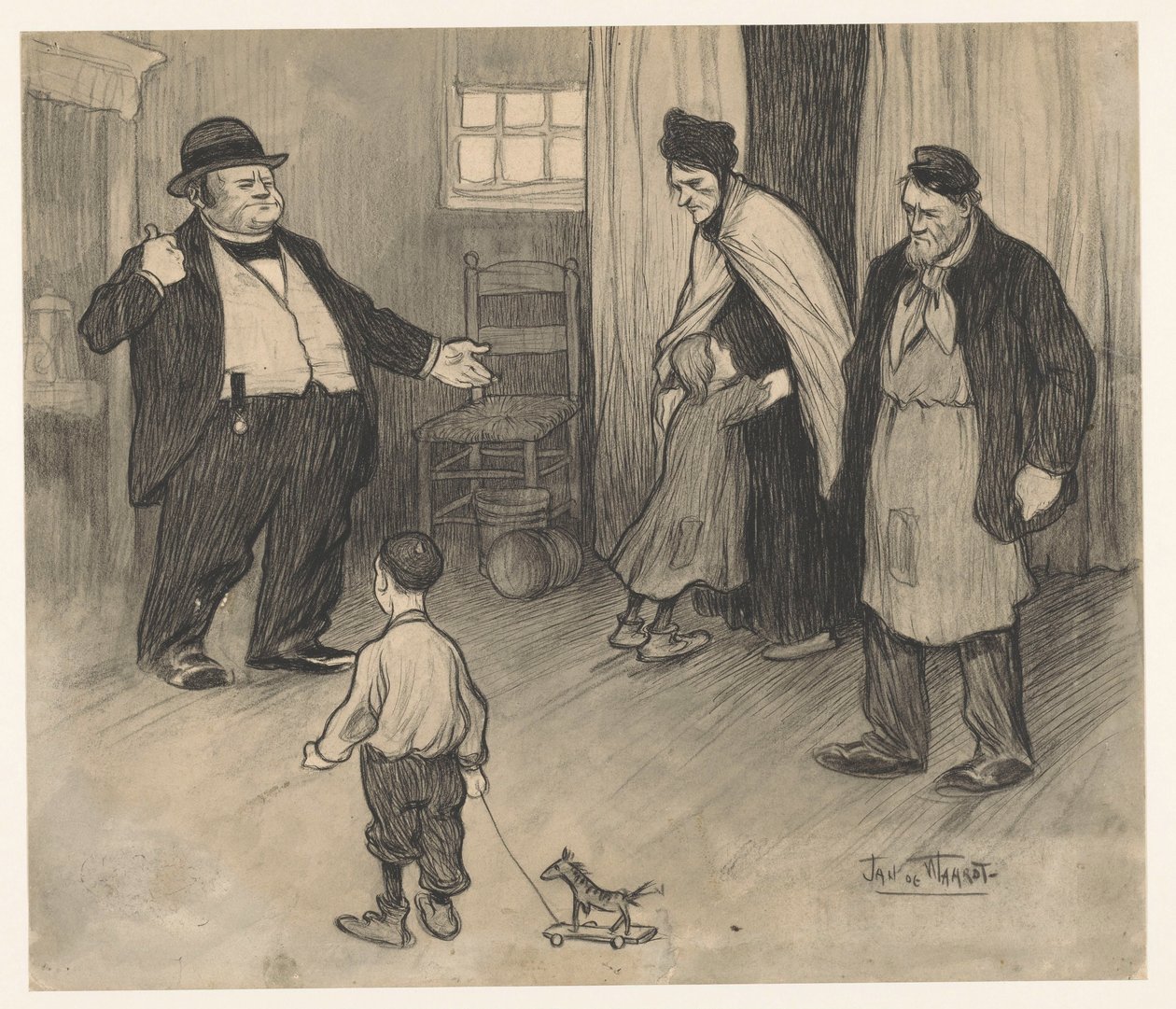 Majitel vystěhuje rodinu od Jan de Waardt (signed by artist)