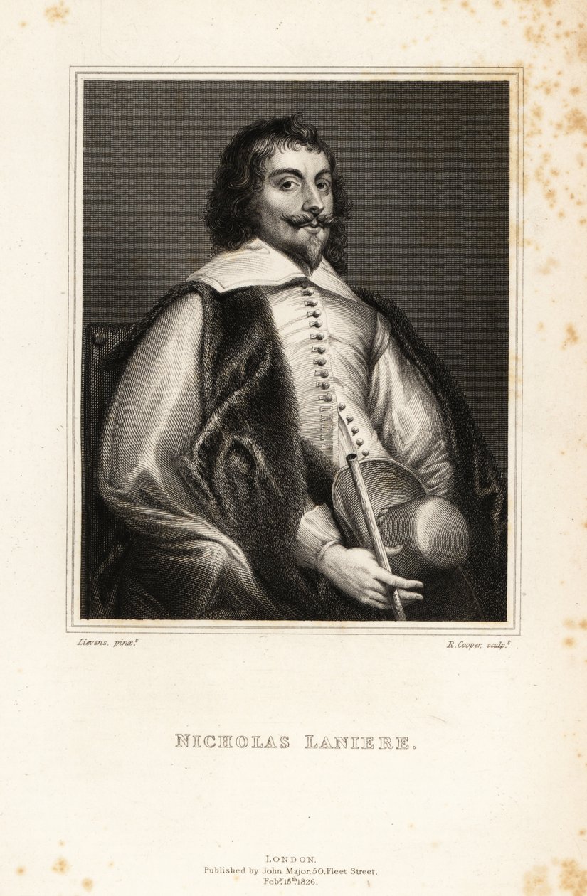 Portrét Nicholase Laniere, anglického skladatele, mistra královské hudby, hudebníka, sběratele, leptače a uměleckého poradce od Jan the Elder (after) Lievens