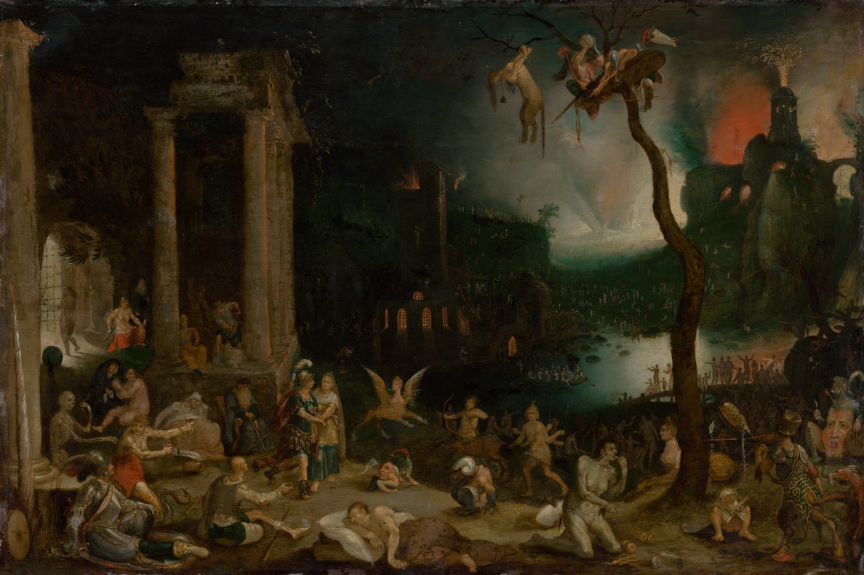 Aeneas a Sibyla v podsvětí, kolem 1604 (olej na mědi) od Jan the Elder Brueghel