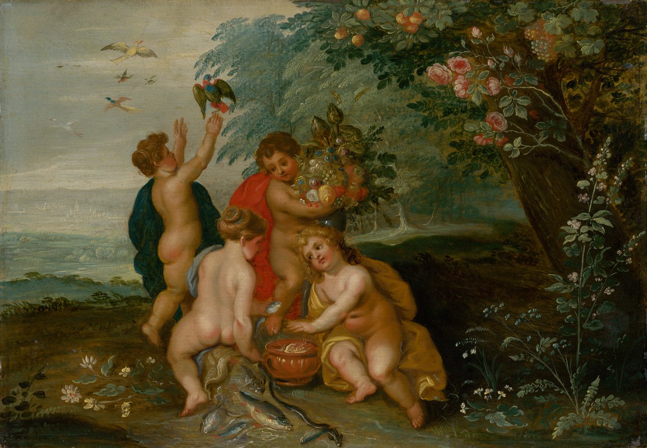 Alegorie čtyř živlů, cca 1610 (olej na dřevě) od Jan the Elder Brueghel