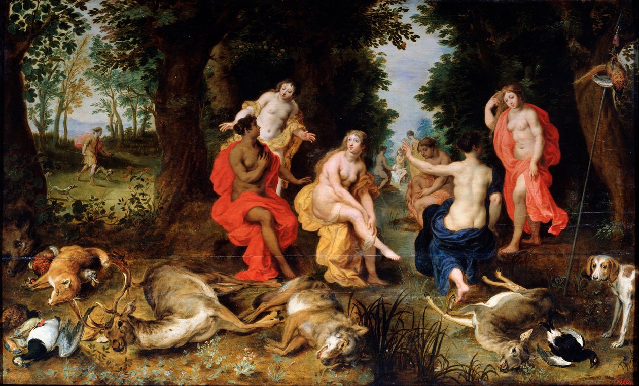 Dianas Rest on the Hunt, konec 16. nebo začátek 17. století od Jan the Elder Brueghel