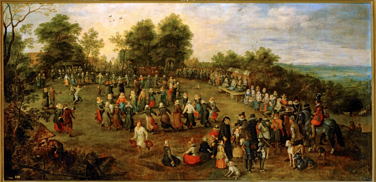 Lidový tanec před arcivévody ... (malba na plátně) od Jan the Elder Brueghel