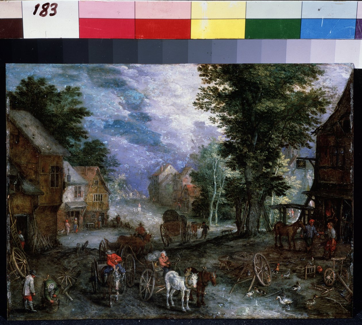 ""La forge"" (Krajina s kovárnou) Obraz Jana Brueghela I. (Jean Breughel, Bruegel nebo Breugel) známý jako De Velours (l