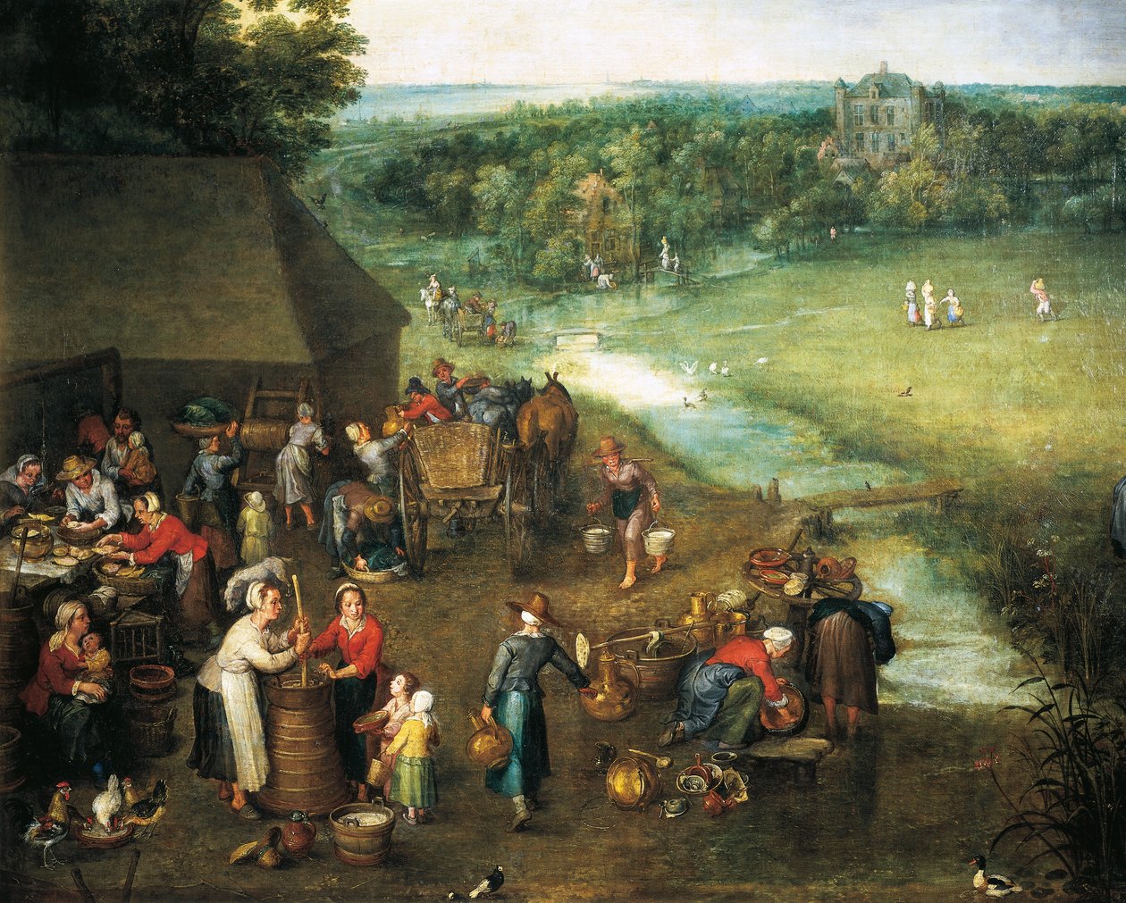 Život na venkově, Detail (malba) od Jan the Elder Brueghel