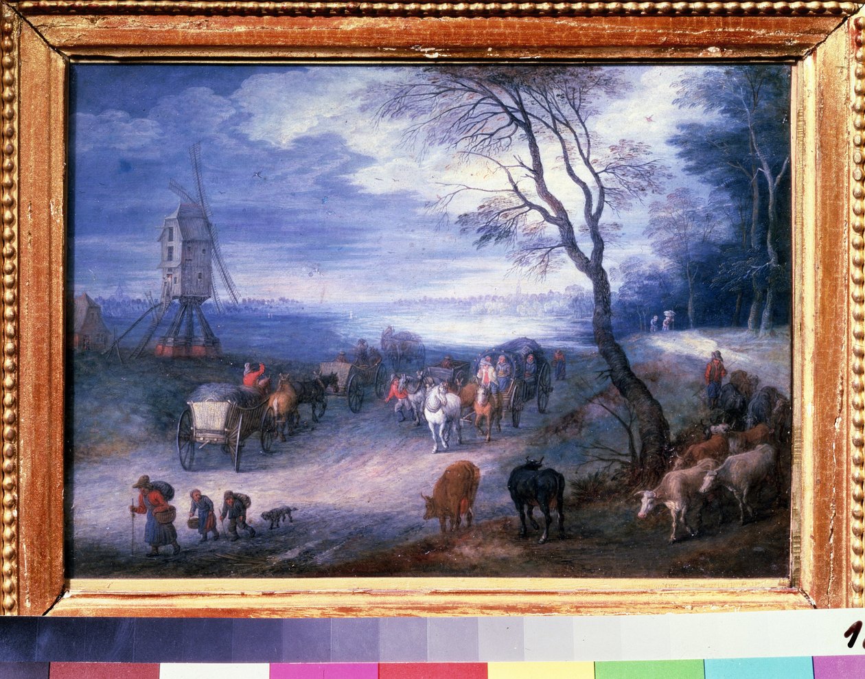 ""Paysage au moulin"" (Krajina s větrným mlýnem) Obraz Jana Brueghela I. (Jean Breughel, Bruegel nebo Breugel) známý jako De Velours (l
