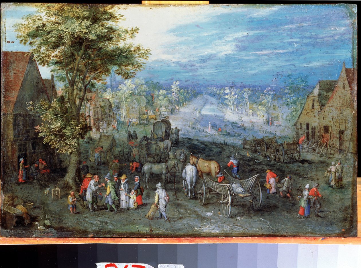 ""Country Landscape"" Malba na mědi od Jana Brueghela Staršího zvaného Bruegel Of Velvet (Brueghel Or Breughel od Jan the Elder Brueghel