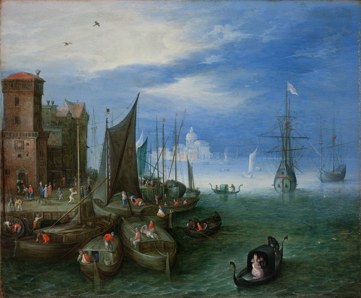 Přístavní scéna v Benátkách (olej na mědi) od Jan the Elder Brueghel