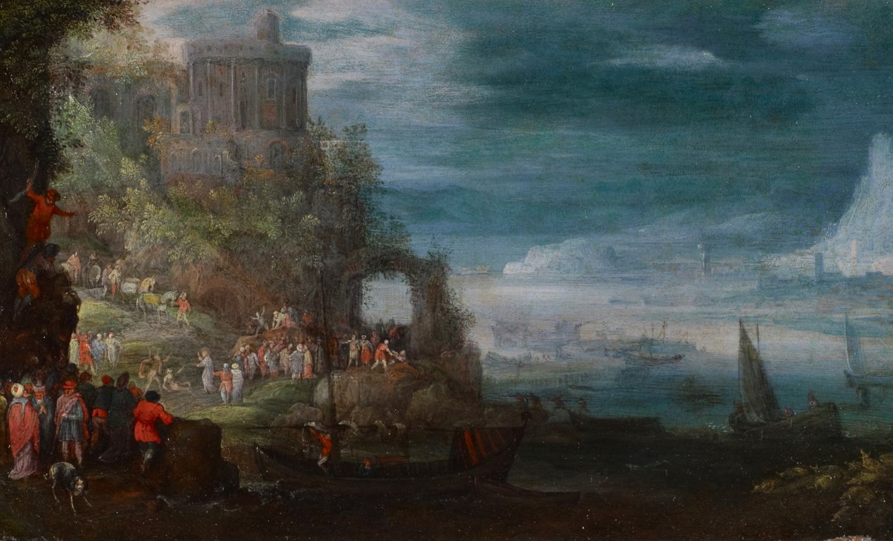 Přímořská krajina a vyhánění démonů, cca 1600 od Jan the Elder Brueghel