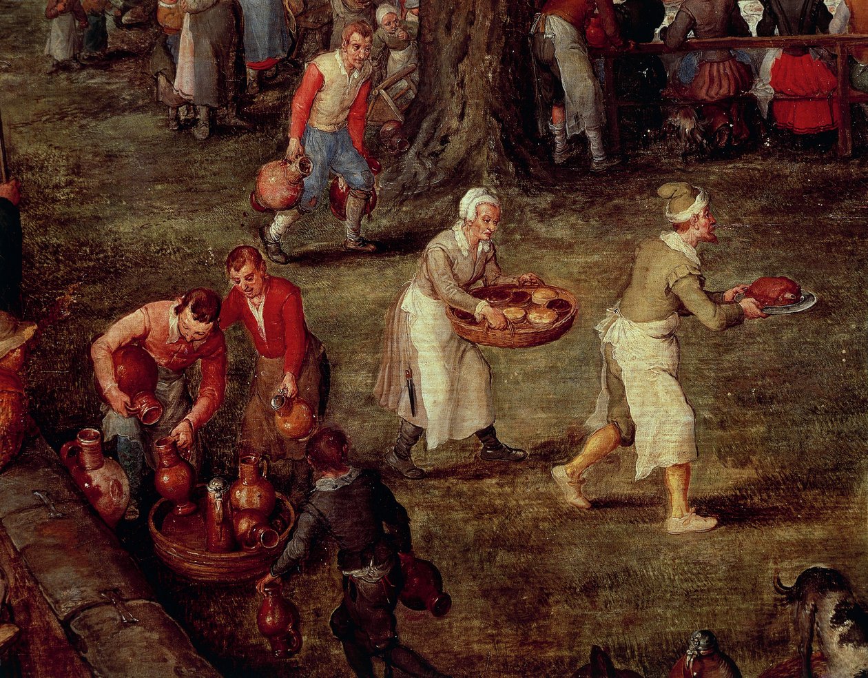 Podavači s jídlem a vínem od Jan the Elder Brueghel