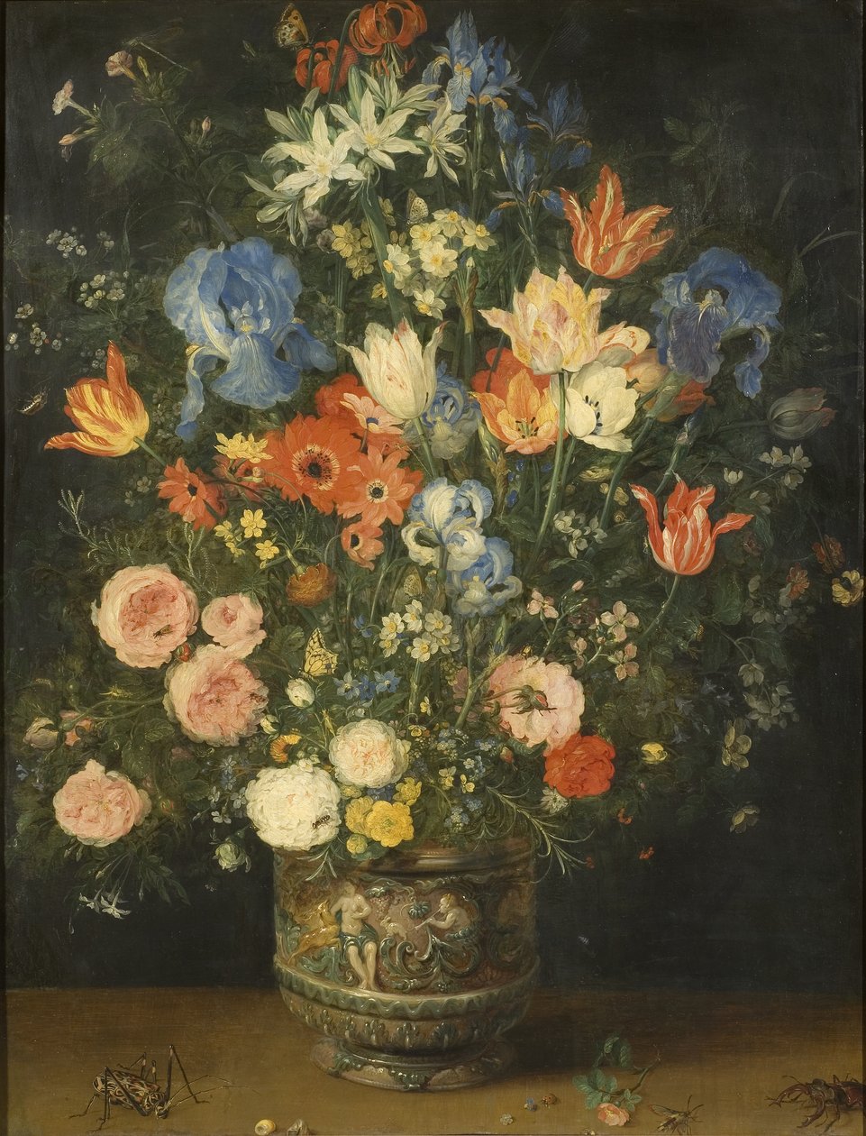Zátiší s květinami ve vyřezávané nádobě, c.1620-24 od Jan the Elder Brueghel