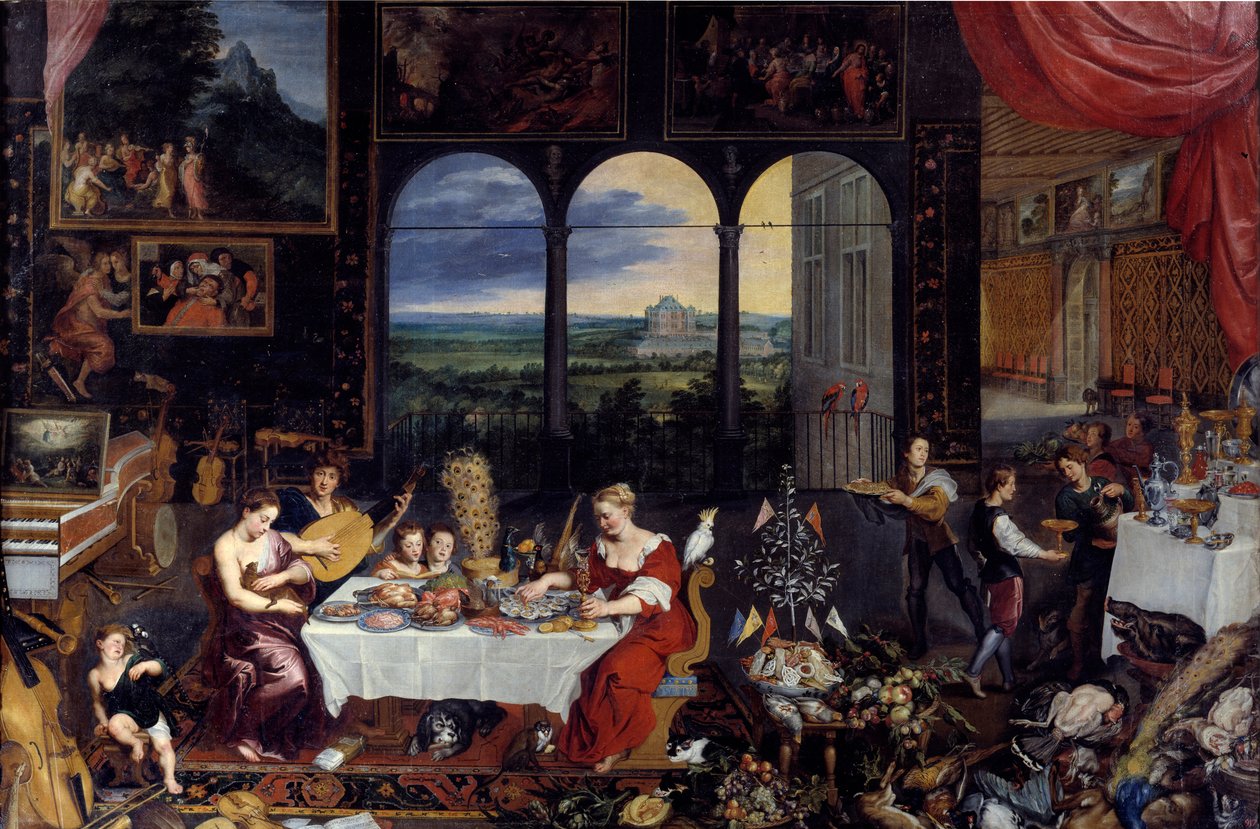 Chuť, sluch a dotek, 1618 od Jan the Elder Brueghel