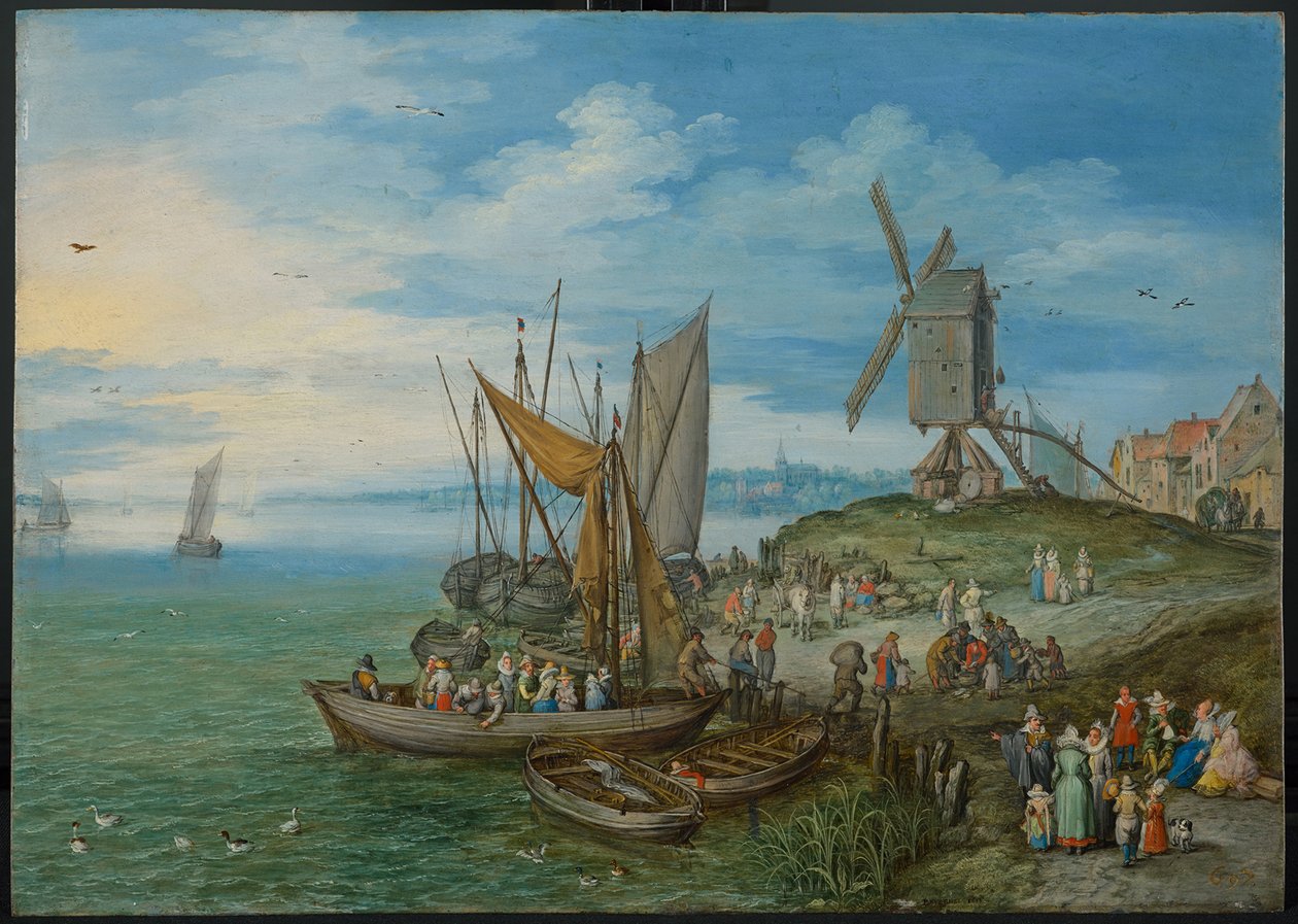 Mlýn na molu, 1613 od Jan the Elder Brueghel