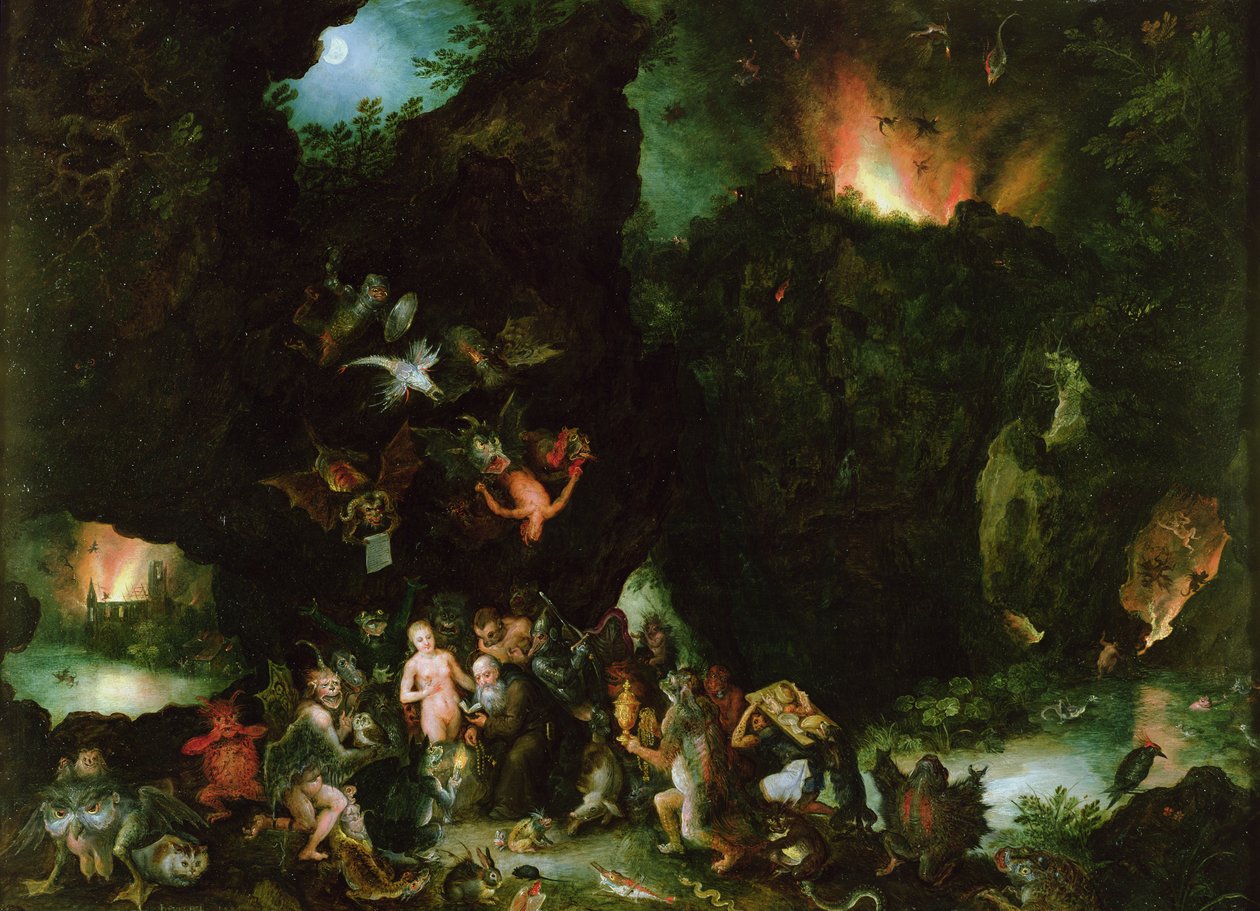 Pokušení svatého Antonína - Peklo, 1594 (olej na mědi) od Jan the Elder Brueghel