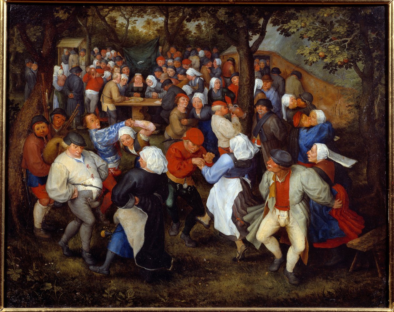 Růžový večírek nebo svatební tanec. Obraz Jana I. Brueghela Dit De Velours (1568-1625) Ec. Podvod od Jan the Elder Brueghel