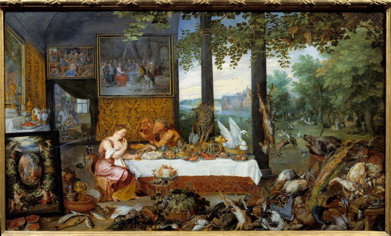 Chuť. Alegorie pěti smyslů Obraz Jana I. Brueghel Dit De Velours (1568-1625) Ec. Podvod od Jan the Elder Brueghel