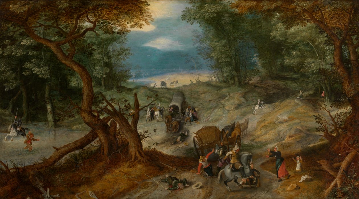 Vojáci napadli cestující (olej) od Jan the Elder Brueghel