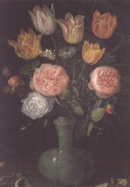 Váza s květinami a diamanty na stole od Jan the Elder Brueghel
