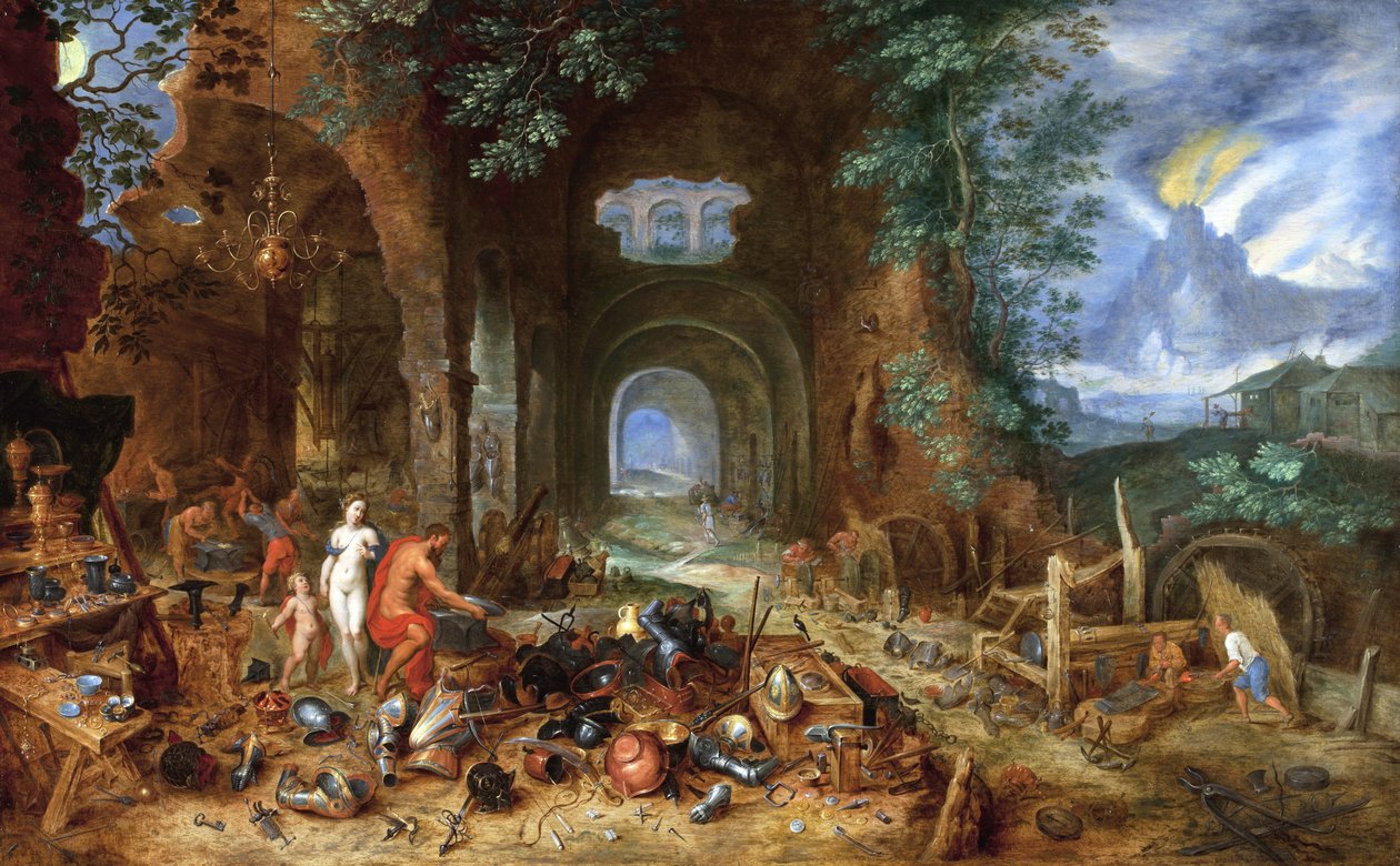 Venuše v Forge of Vulcan, 1606-23 (olej na dubovém panelu) od Jan the Elder Brueghel