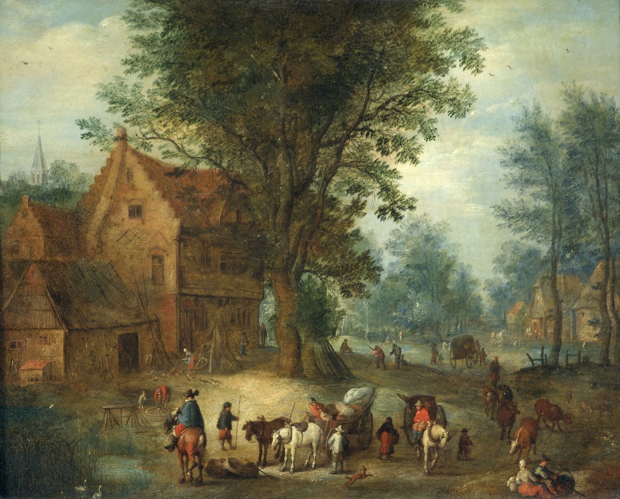 Village Scene, cca 1640-60 (olej na mědi) od Jan the Elder Brueghel