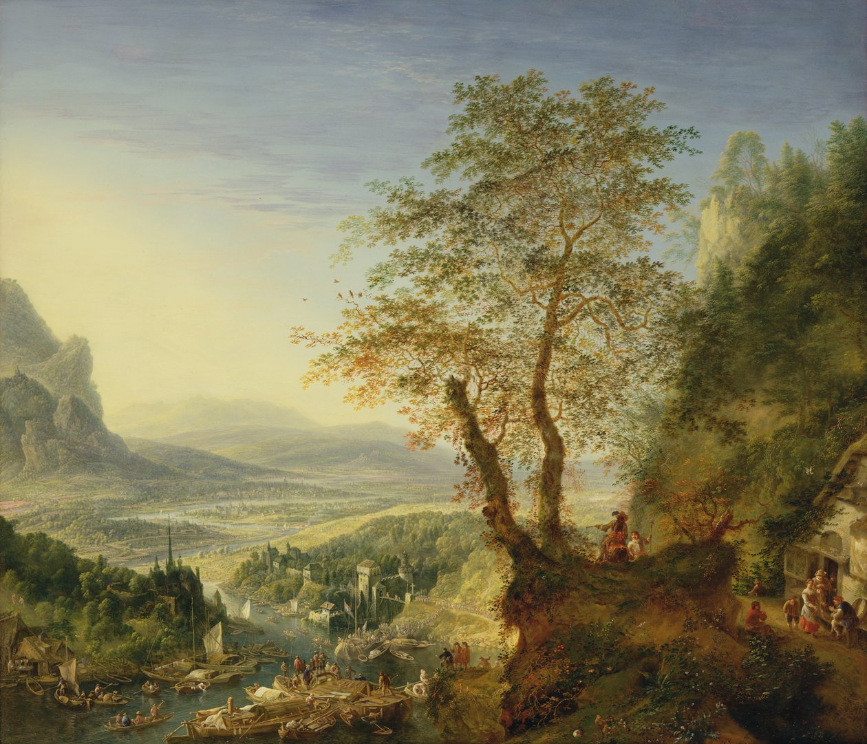 Krajina řeky Capriccio, cca 1700 (olej na mědi) od Jan the Elder Griffier