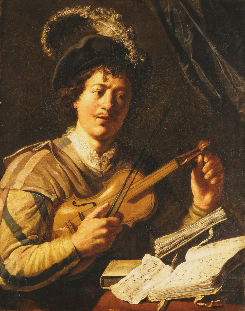 Mladý muž ladící housle, c.1623-5 od Jan the Elder Lievens