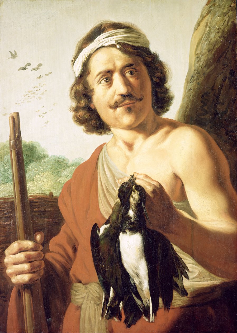 Vzduch a mládí: Lovec s mušketami a zabitými ptáky, 1623-25 od Jan the Elder Lievens