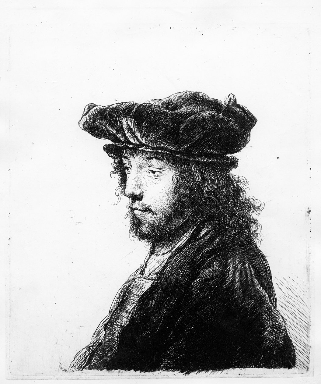 Orientální hlava, leptaná Rembrandtem, kolem roku 1635 (lept) od Jan the Elder Lievens