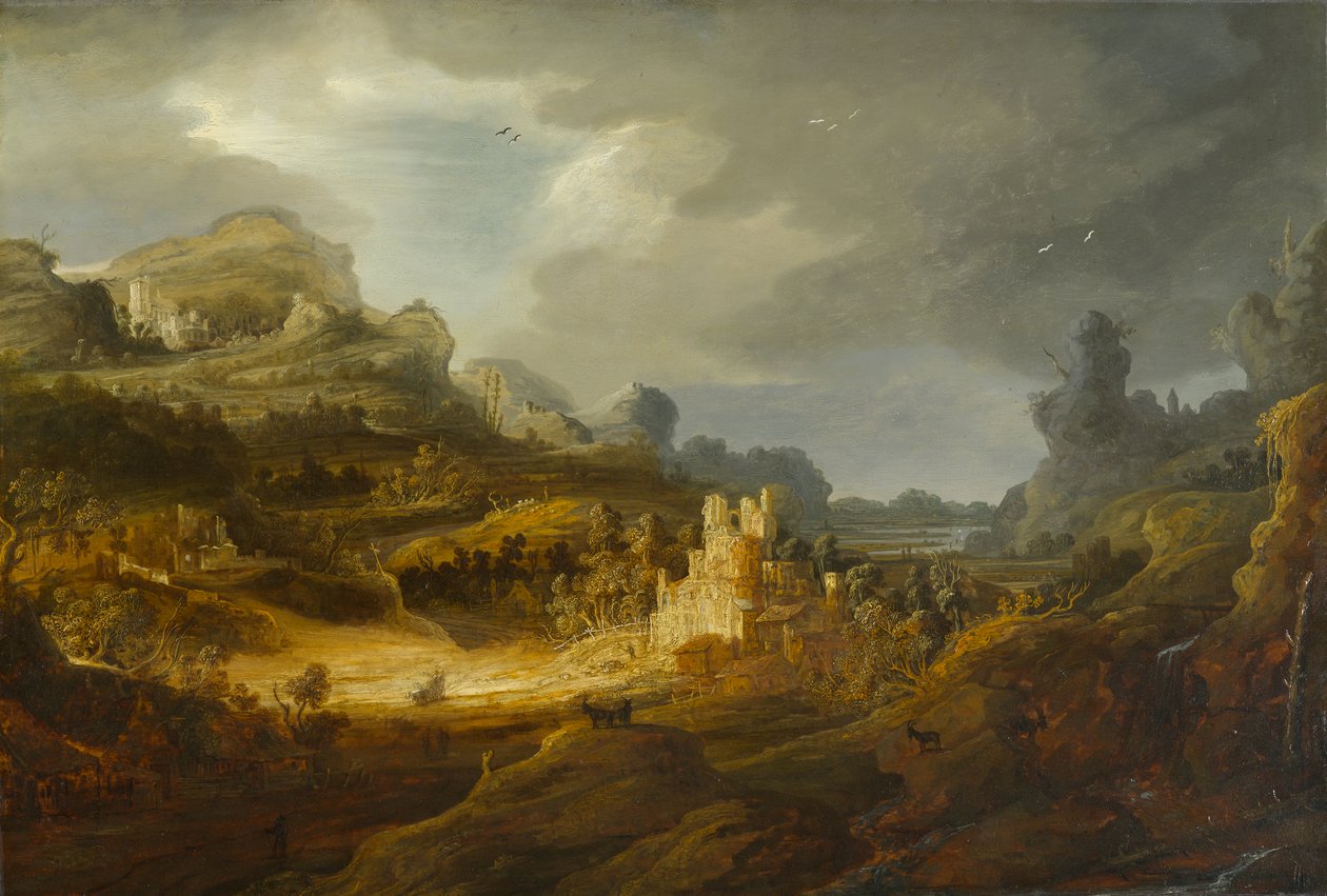Fantastická krajina, cca 1643-1645 (olej na chovaném panelu) od Jan the Elder Lievens