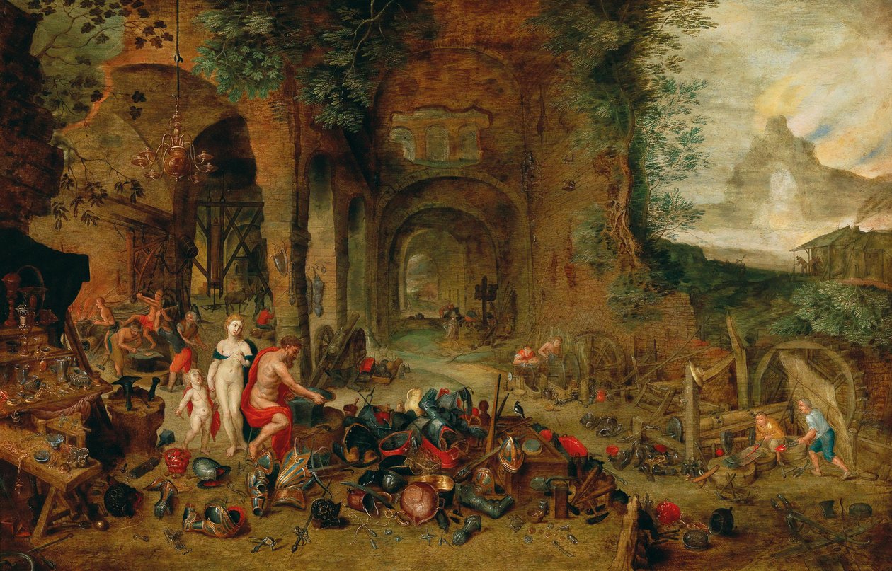 Venuše ve Vulkánově kovárně od Jan the Younger (workshop) Brueghel