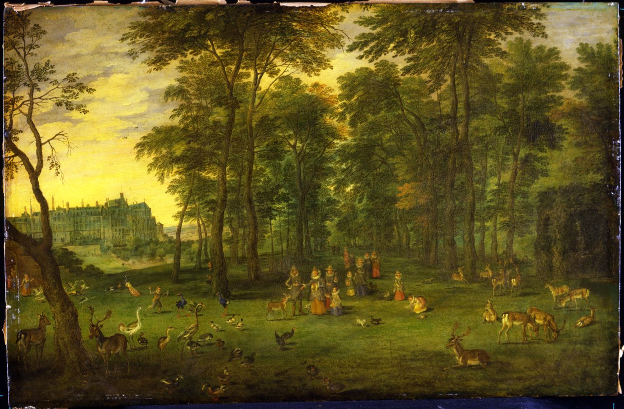 Rakouský arcivévoda Albrecht VII a arcivévodkyně Isabella Clara Eugenia na procházce v parku královského zámku v Bruselu, 1621 od Jan Brueghel the Younger