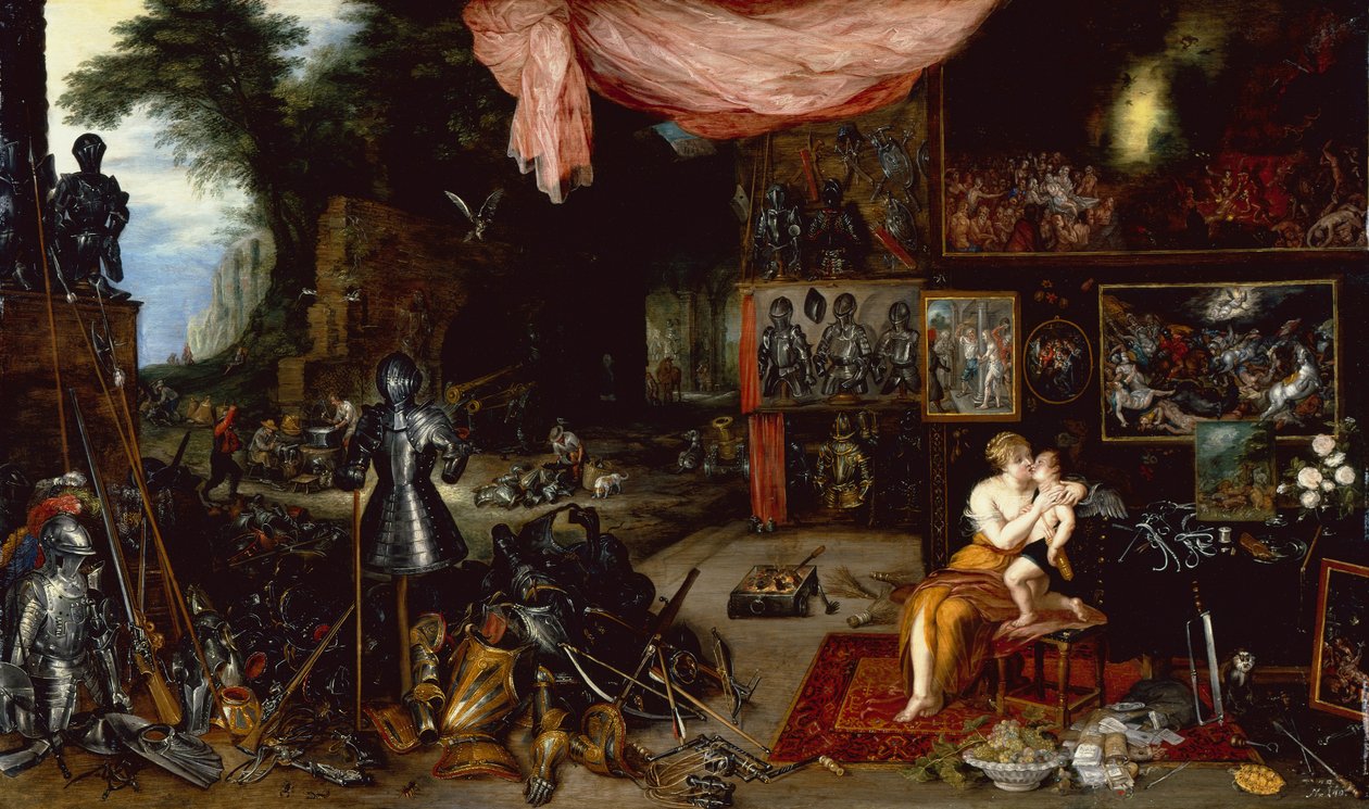 Pět smyslů, dotyk (olej na panelu) od Jan the Younger Brueghel
