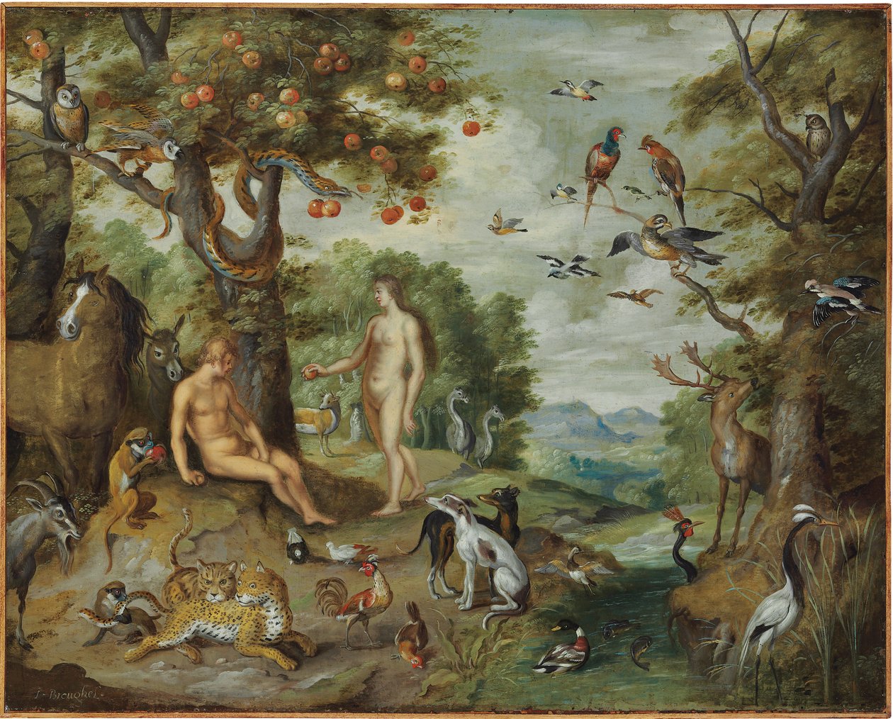Pokušení Adama, z Příběhu Adama a Evy od Jan Brueghel the Younger